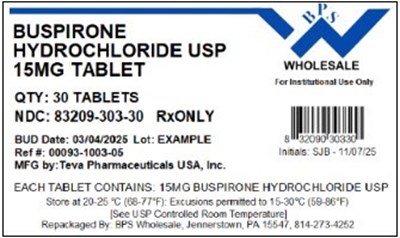Buspirone 15mg -30 (Buspirone 15mg 00093 1003 05   30)
